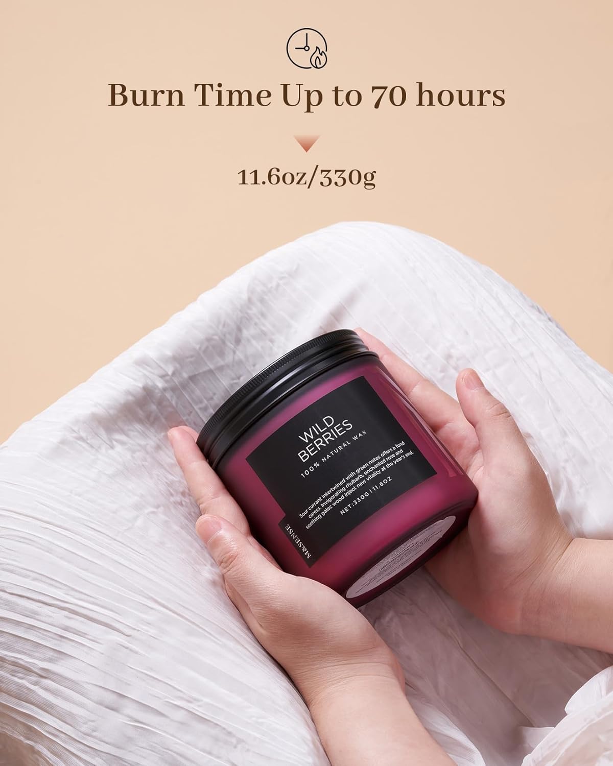 M&SENSE Wild Berries Large Soy Candles for Home Scented Organic Natural Soy Wax Candle 11.6oz 70 Hour Long Lasting, Christmas Holiday Scented Winter Gift for Bedroom Bathroom Home Decor