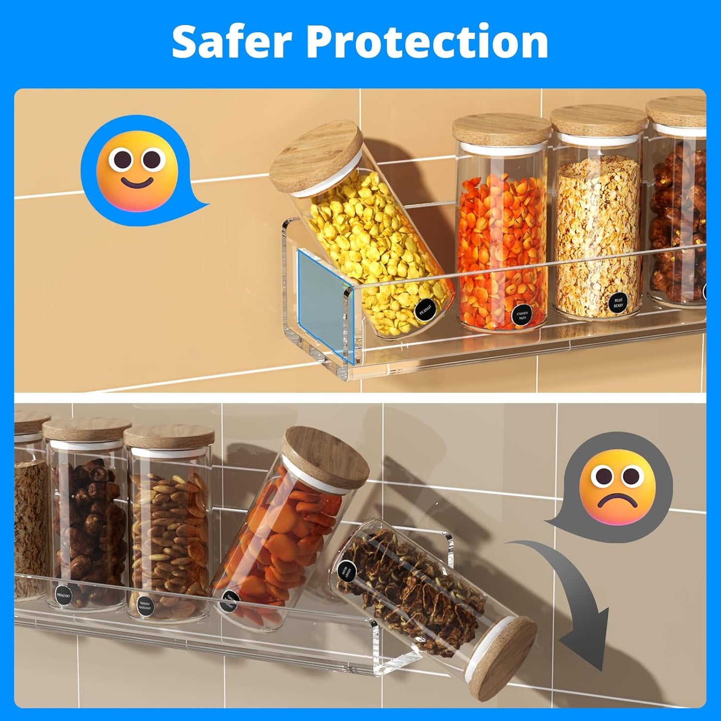 NIUBEE Wall Mounted Spice Rack Organizer,3 Pack Clear Acrylic Spice Shelf Storage Holder,Hanging Seasoning Rack Organizer for Wall Kitchen Pantry Cabinet Door