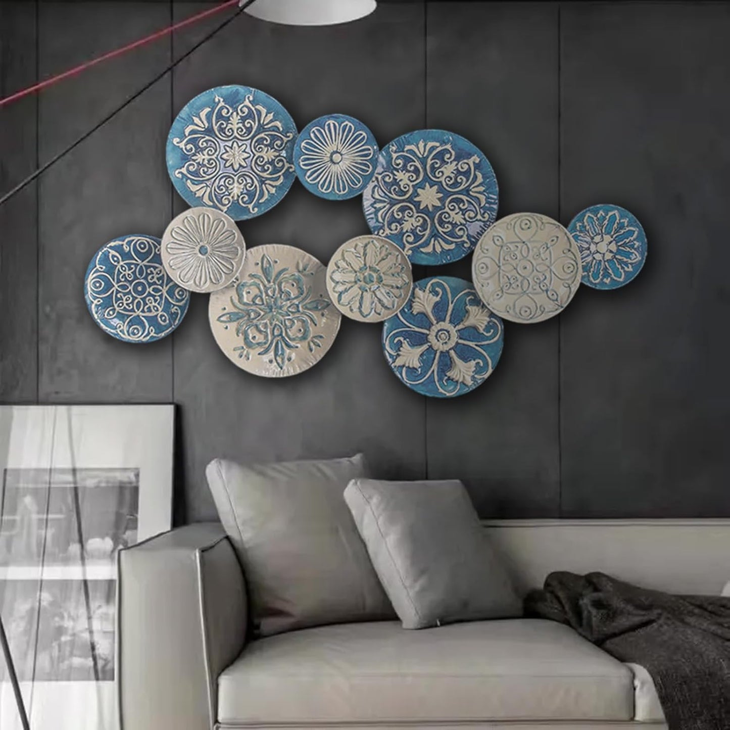 Large Metal Wall Decor 3D Stacked Wall Art Decor Metal Wall Art Hanging Sculptures for Living Room Home Office Kitchen Bedroom Decoration