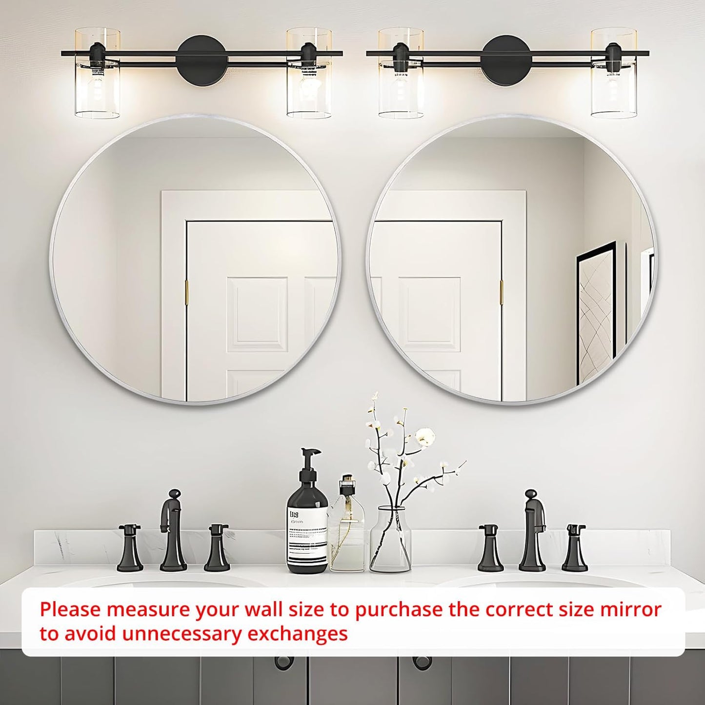 Fabuday Silver Round Mirror 30 Inch - Big Circle Mirror for Bathroom, Living Room, Hallway, Entryway, Matte Aluminum Frame Circular Mirrors for Wall Decor