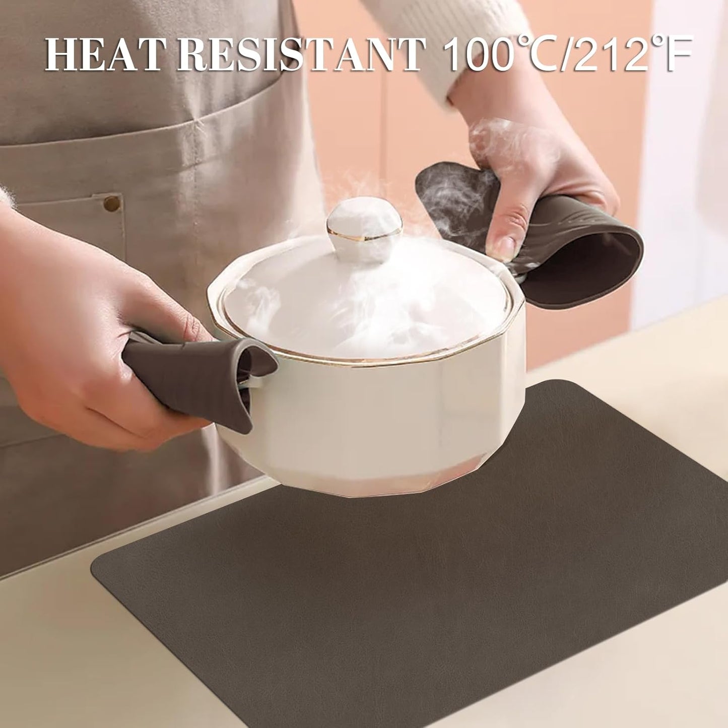 BLESWIN Faux Leather Placemats, Set of 6, 12×17 Inch -Double Side Texture Color Table Mats, Heat-Resistant, Waterproof and Oil-Resistant, Suitable for Dining Room, Kitchen, Party, Outdoor - Dark Brown