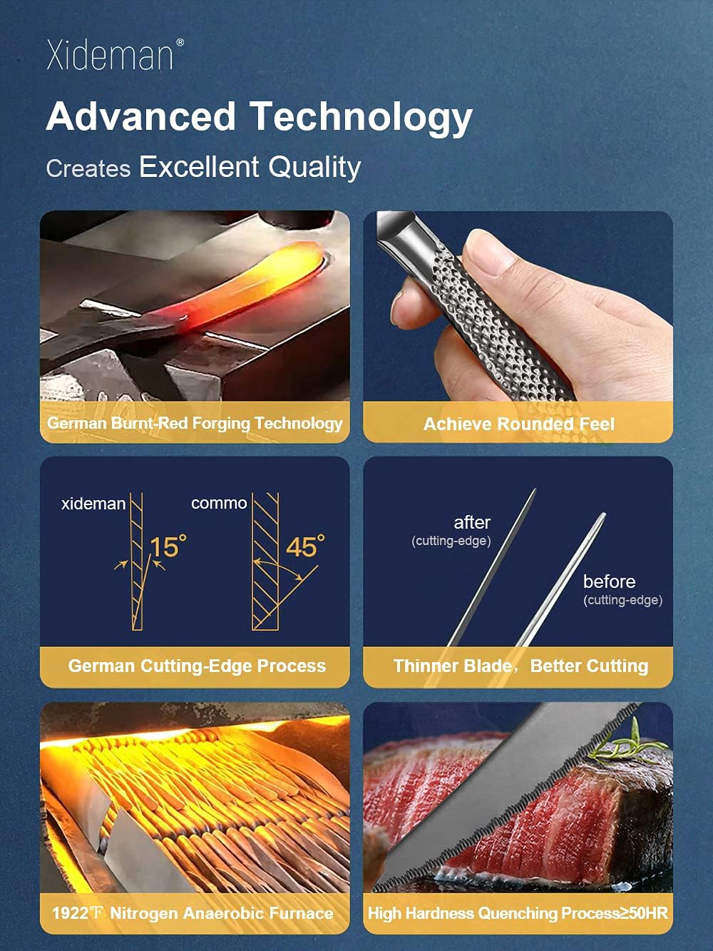 16-Piece Modern Black Hammered Silverware Set with Ultra Sharp 2-IN-1 Serrated Knives, 18/10 Stainless Steel Flatware Set, Titanium Plated Cutlery Set Service for 4, Dishwasher Safe