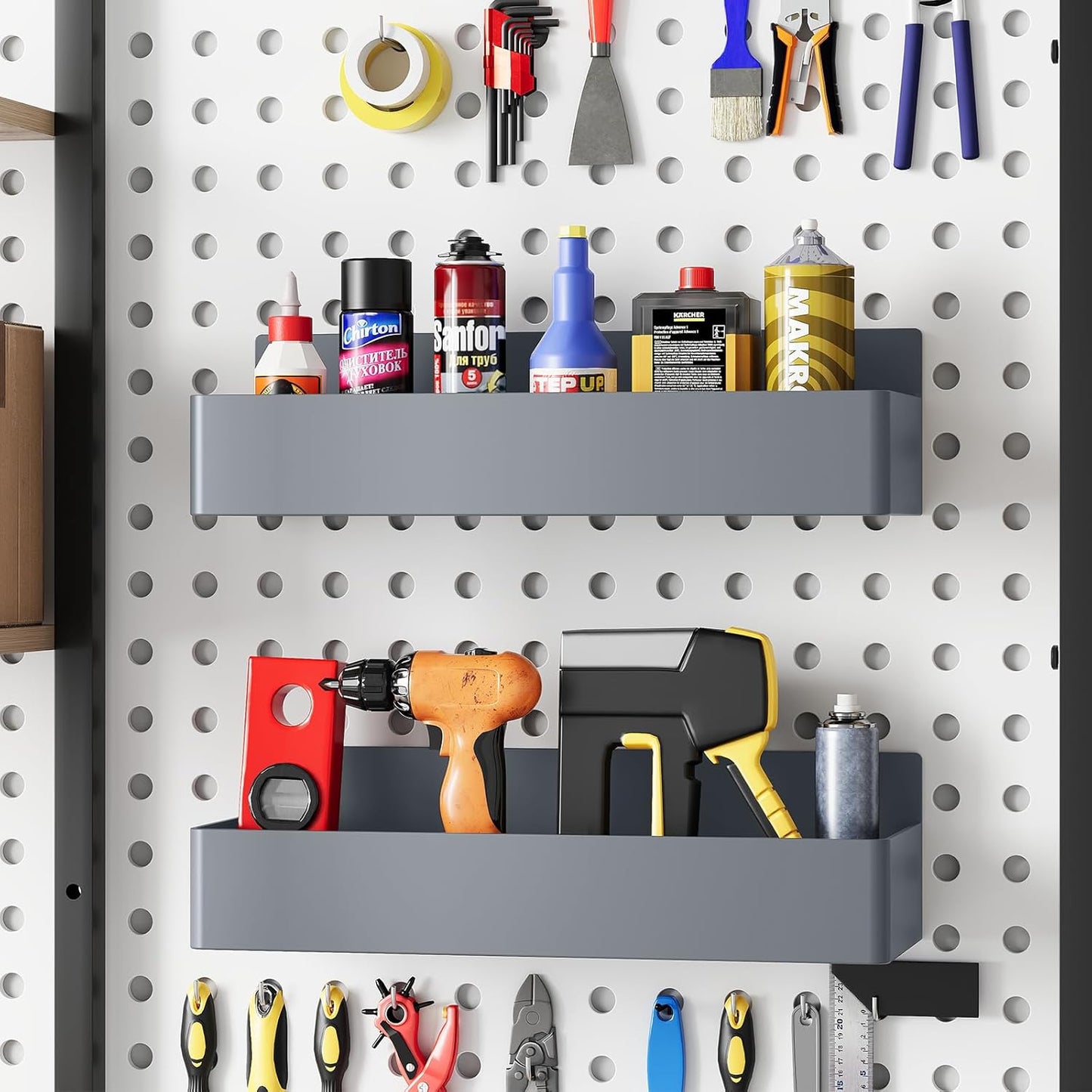 Magnetic Spice Rack for Refrigerator, Kitchen Organizer and Storage Shelf, Grey(2 Pack)