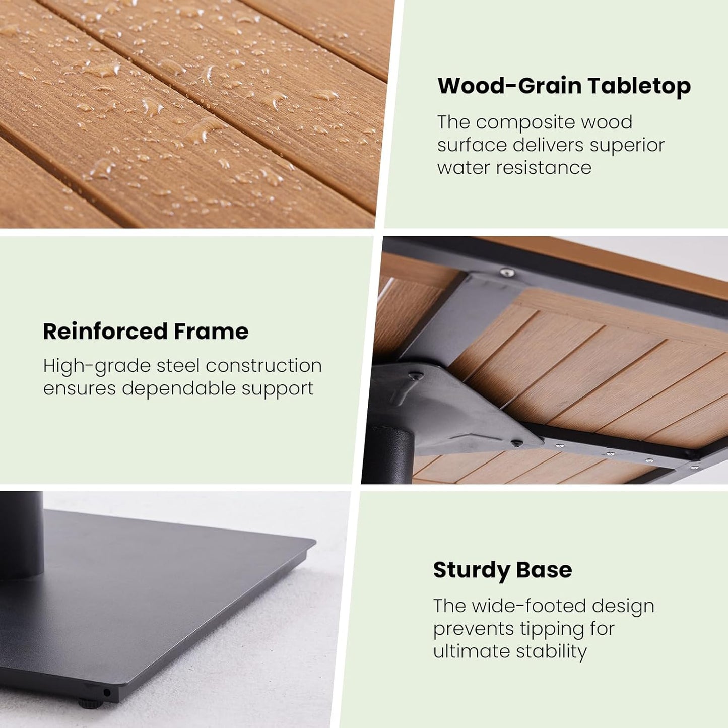 Soohow Patio Furniture Table, Square Plastic Wooden Top Outdoor Furniture Table for Lawn, Deck, Backyard, Poolside