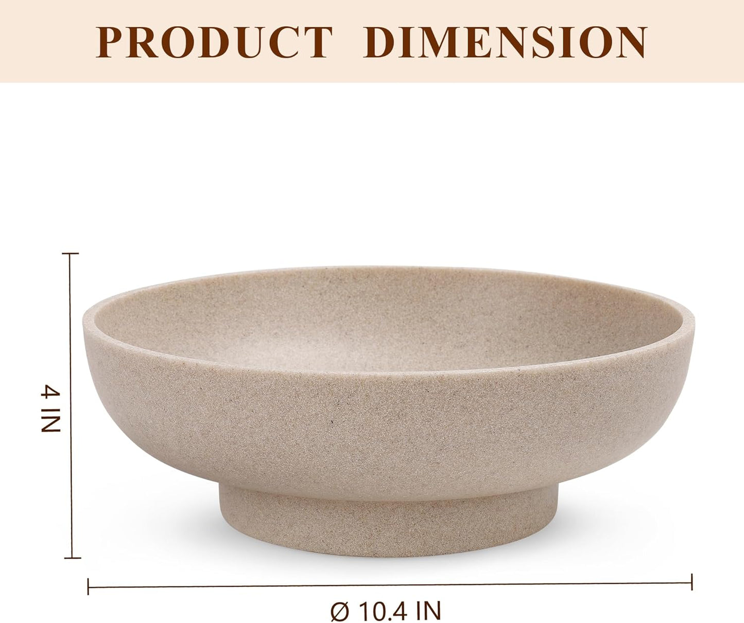 Large Decorative Bowl, Modern Handicraft Resin Bowls for Home Decor, Decorative Fruit Bowl for Kitchen Counter, Stylish Key Bowl for Entry Table, Artificial Stone Resin Beige