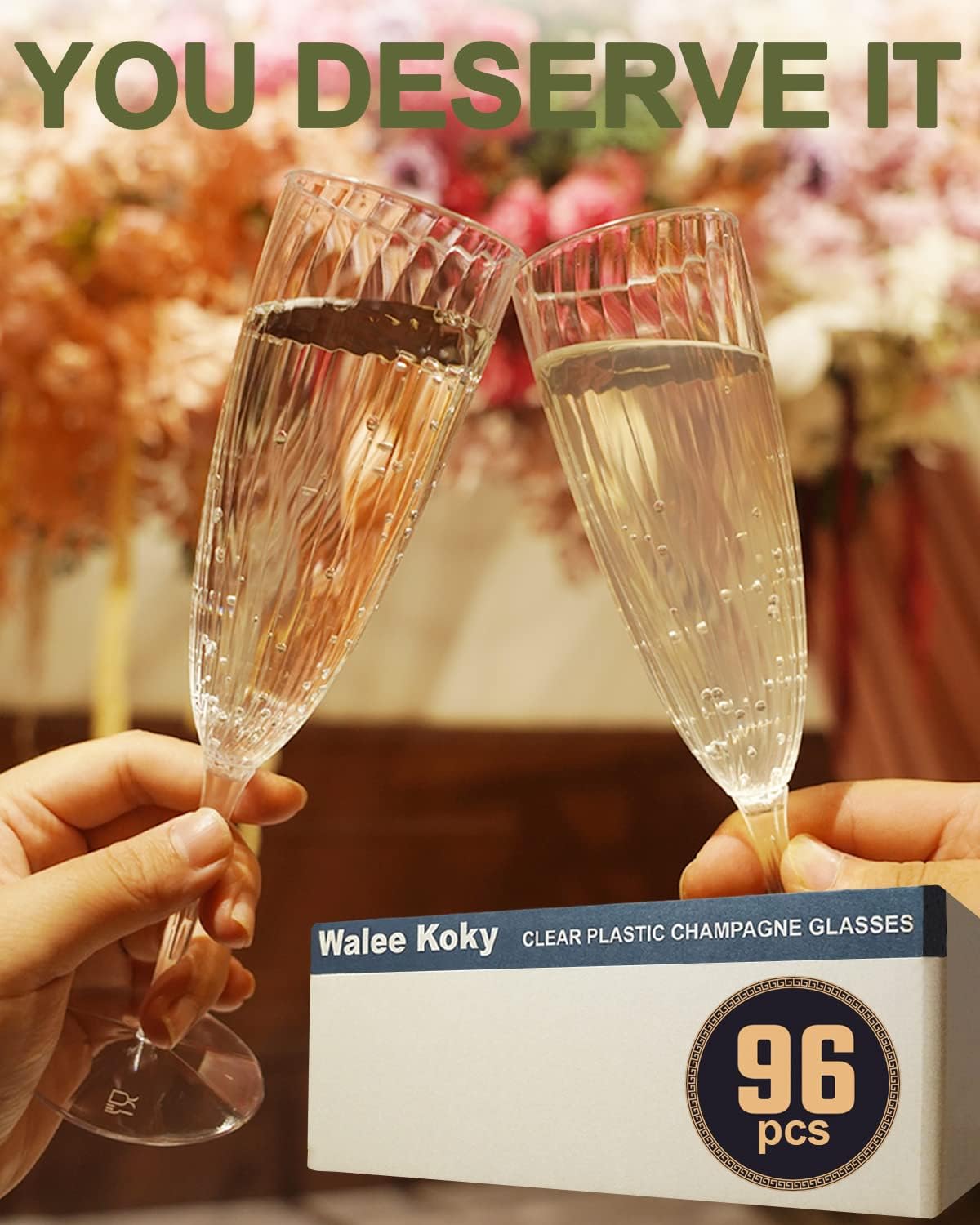 Clear Plastic Champagne Flutes, 96 PCS Disposable Reusable Cocktail Cups for Home Daily Life Party Birthday Wedding Toasting Drinking Champagne (6 oz)