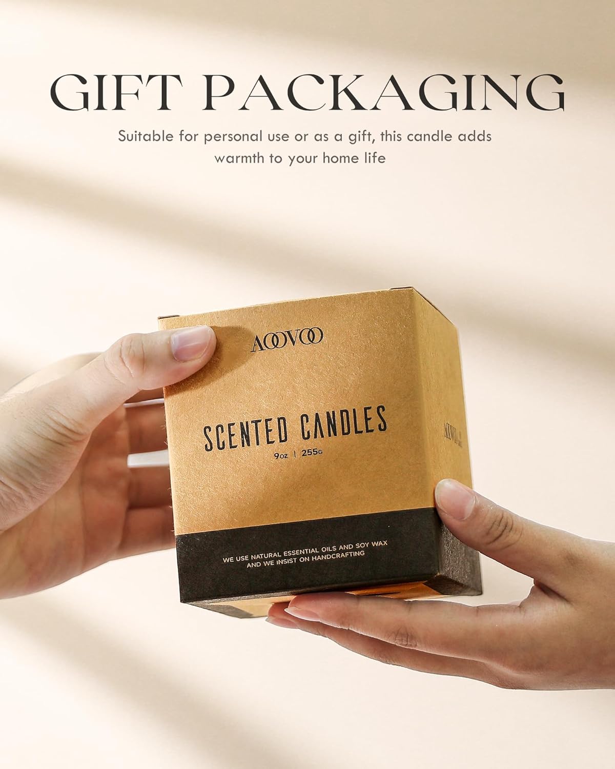 AOOVOO Sandalwood Oud Candle - Sandalwood Candle, Scented Candles, Soy Candles for Home Scented, 9oz