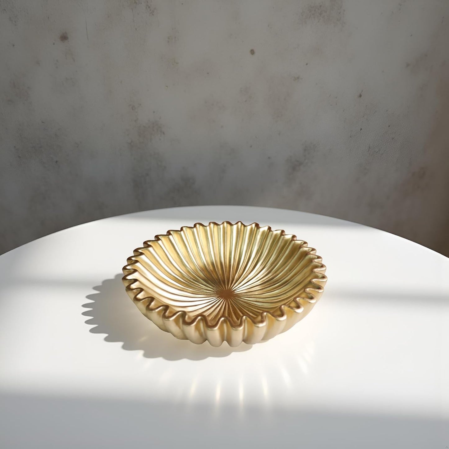 10" Large Decorative Bowl decor, Scalloped Bowls for Modern Home Decor,Ruffle Decor,Stylish Key Bowl for Entry Table,Decorative Fruit Bowl for Kitchen Counter,Golden