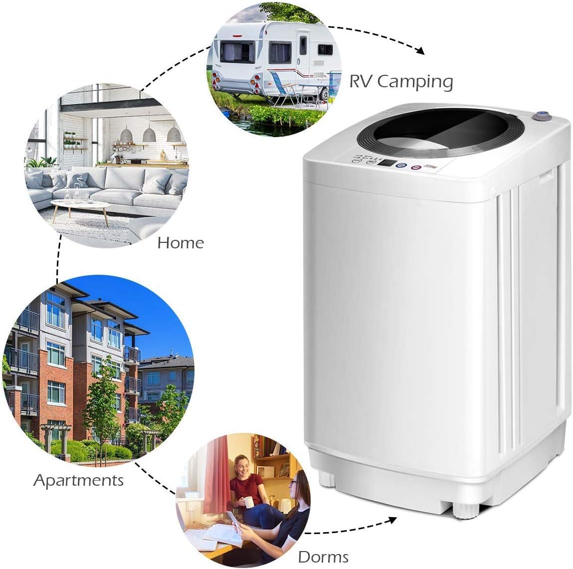 Giantex Portable Washing Machine, Full Automatic Washer and Dryer Combo, with Built-in Pump Drain 8 LBS Capacity Compact Laundry Washer Spin Dryer for Apartment RV Dorm
