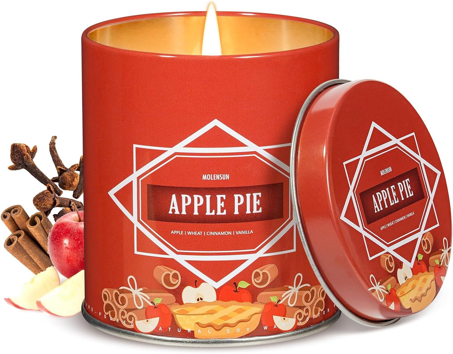 Apple Pie Fall Scented Candle – 9 oz Soy Wax in Travel-Friendly Reusable Tin, Non-Toxic & Clean Burning, 50-Hour Burn – Cozy Autumn Fragrance, Holiday Gift & Fall Decor for Women & Men