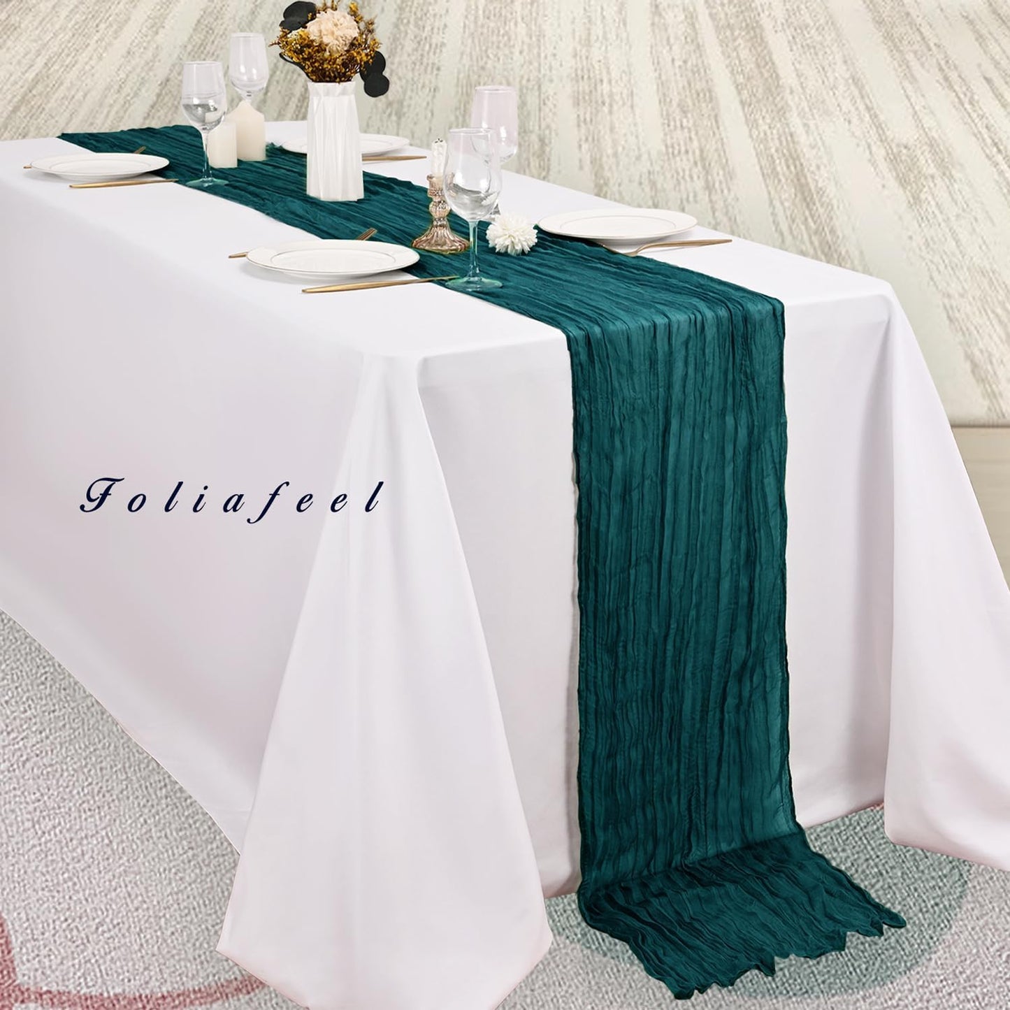 6 Pack Teal 10FT Cheesecloth Table Runner Rustic Gauze Cheese Cloth Table Runner for Wedding Bridal Baby Shower Table Decorations Boho Fabric Sheer Birthday Party Table Decor 20 x 120 Inch Long