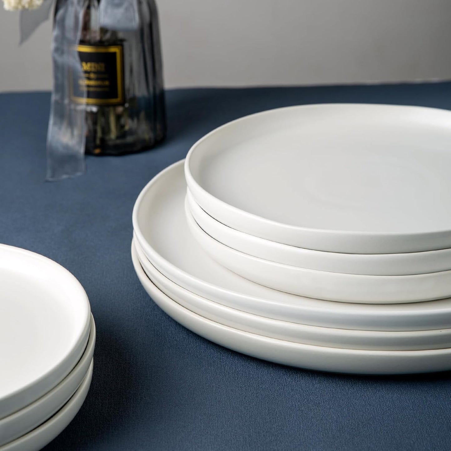 AmorArc Ceramic Dinnerware Sets, Wavy Rim Stoneware Plates and Bowls Sets, Highly Chip and Crack Resistant | Dishwasher & Microwave & Oven Safe Dishes set, Service for 8 (24pc)