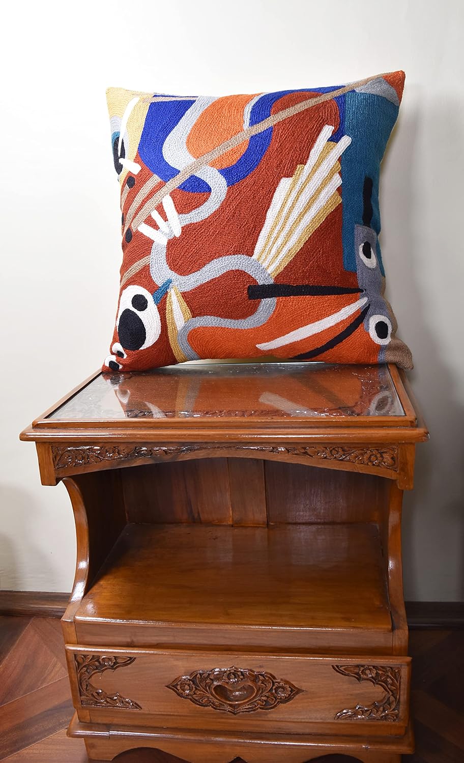 Kandinsky Modern Throw Pillow Cover - Red Intuitive | Abstract Pillow | Modern Couch Pillow| Contemporary Pillows | Outdoor Pillow | Mid Century Chair Cushions | Handmade Wool Size 18x18