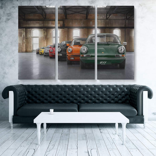 Porsche Car 911 Color Revolution Canvas Art Print Picture Wall Home Decor - Various Sizes (3 Pieces Medium)