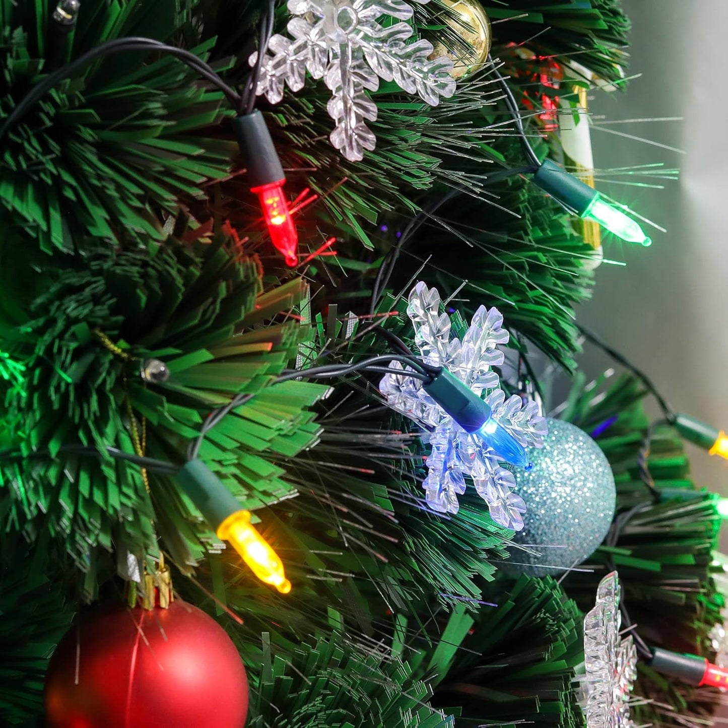 WATERGLIDE 50 LED Outdoor Christmas Lights, 16 FT Battery Operated Mini String Lights with 8 Modes & Timer, Xmas Tree Lights Waterproof for Patio Garden Party Wedding Holiday Decor, Multicolor