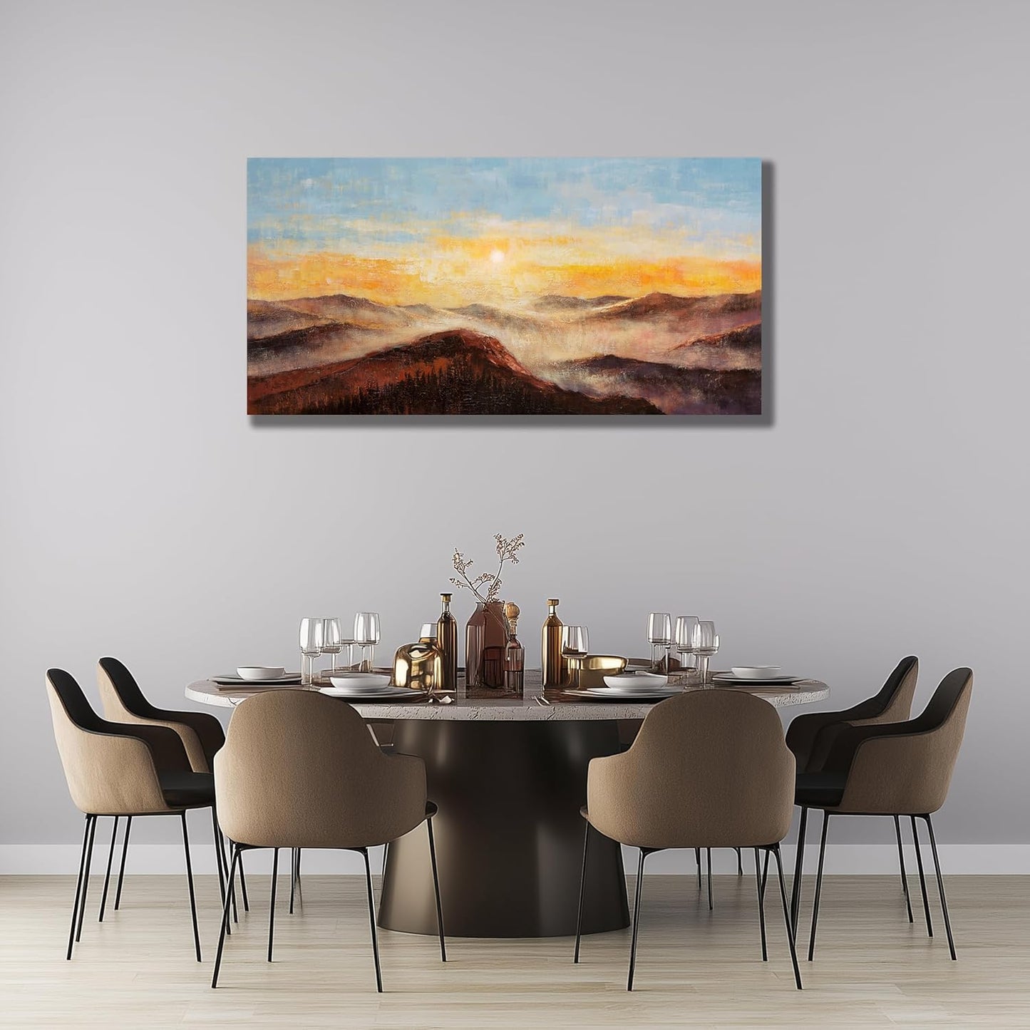 Belmrxne Landscape Wall Art Yellow and Blue Wall Decor Modern Minimalist Decor rectangle Canvas Painting for Living Room Bedroom Dining Room Office Home Decor 24x48 inch