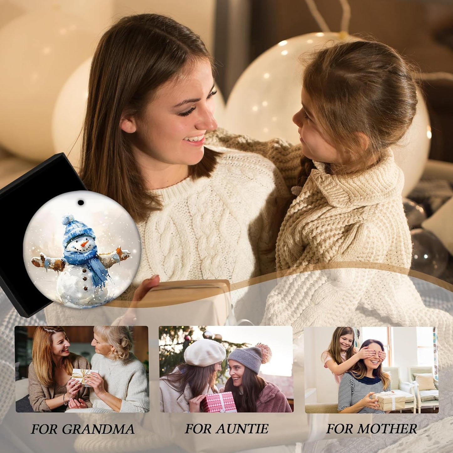 Christmas Snowman Ceramic Ornament Gifts, Winter Christmas Blue Snowman Decorative Hanging Ornaments for Xmas Tree Holiday Party Decoration, Winter Xmas Tree Decorations