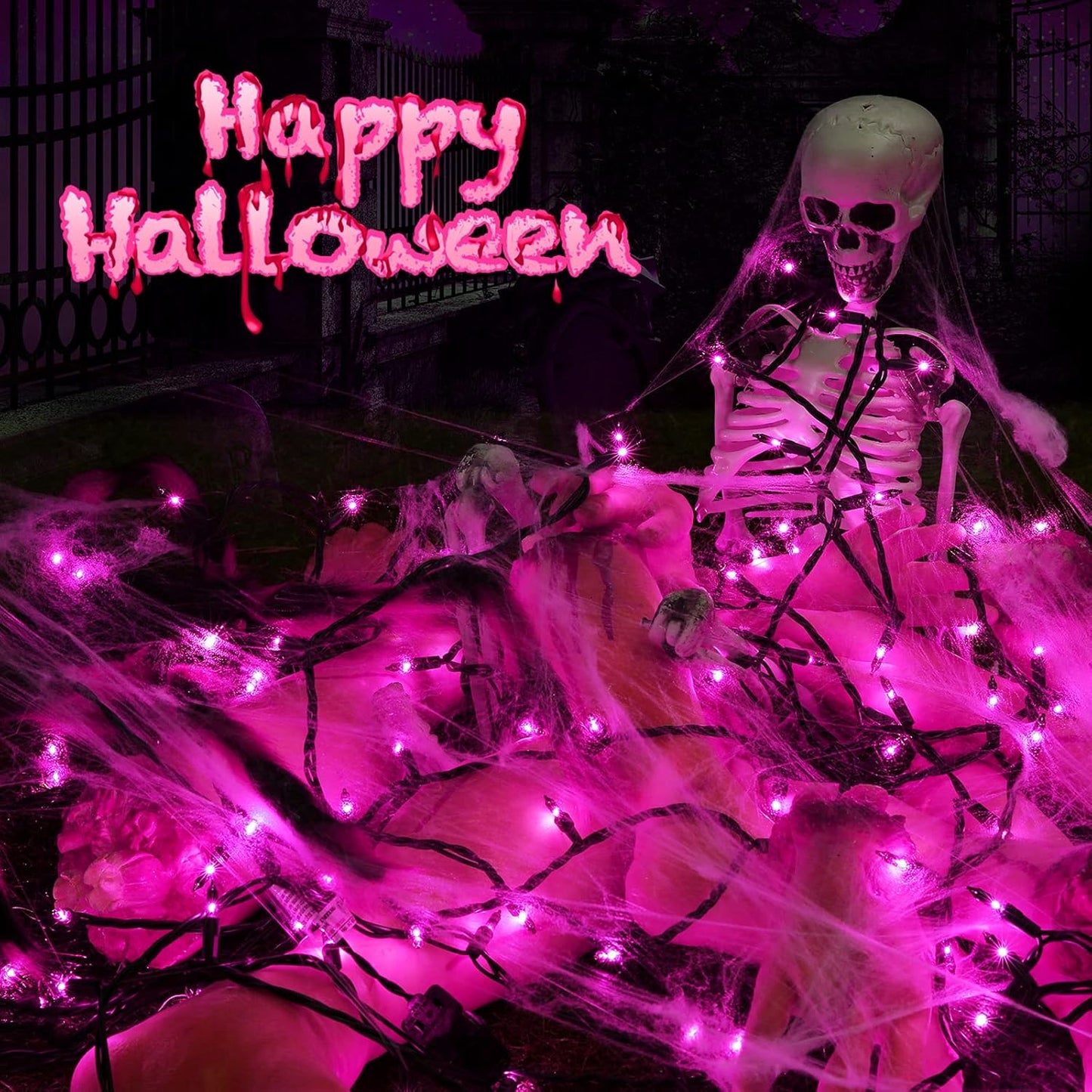 Toodour Purple Halloween Lights, 75ft 300 Count Incandescent Halloween String Lights, UL Certified Connectable Mini Bulbs String Lights for Home, Garden, Porch, Yard, Patio, Party, Indoor Decoration