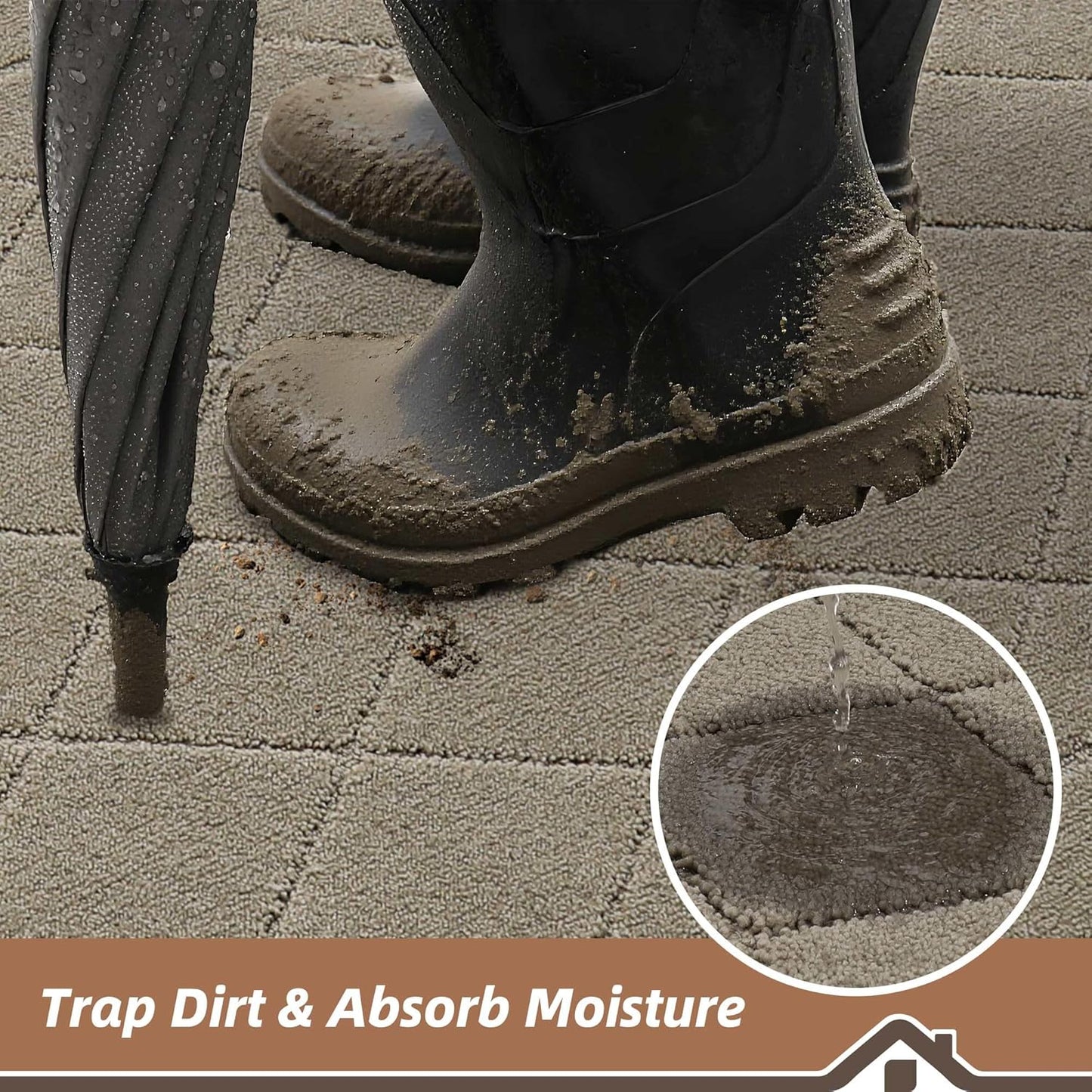 BEQHAUSE Dirt Trapper Door Mat 36" x 60", Doormat Non-Slip Entryway Rugs Washable, Dog Door Mat Stain Resistant and Absorbent Welcome Floor Mat for Front Back Door, Muddy Wet Shoes & Paws, Beige