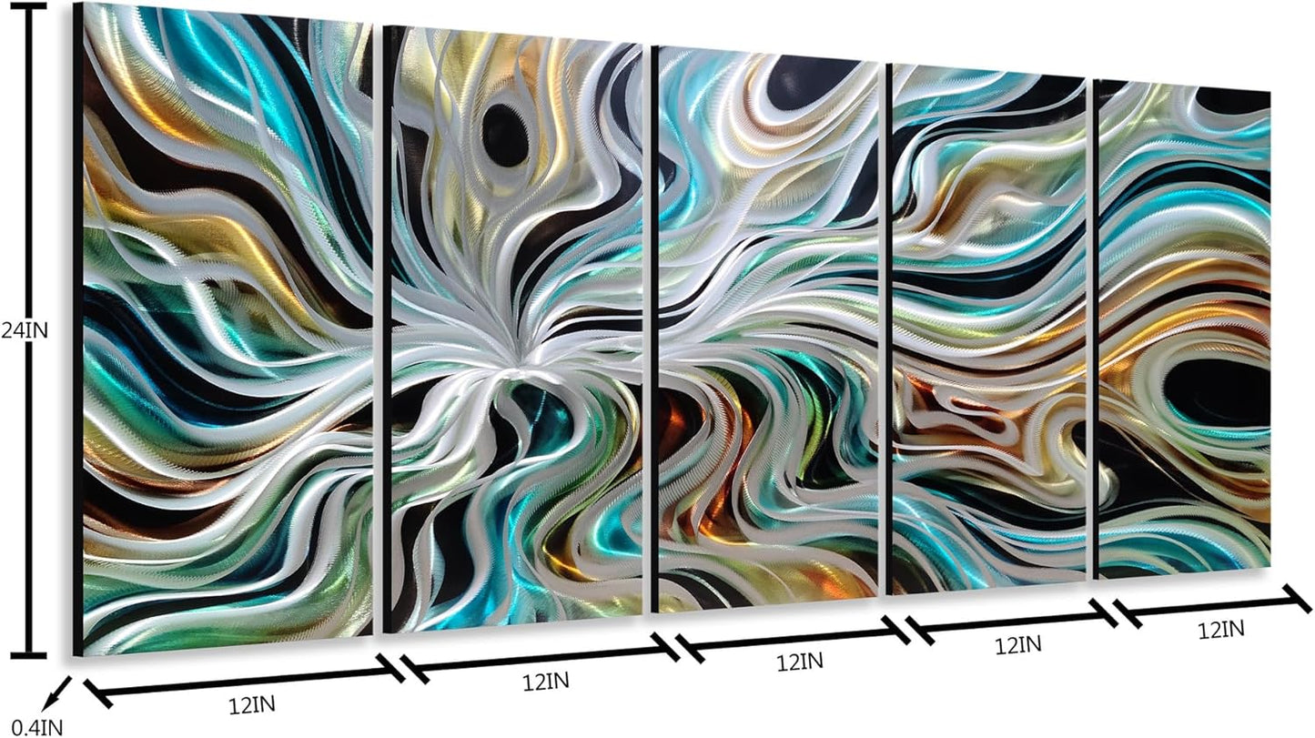 Yihui Arts Abstract Metal Wall Art for Living Room Modern Wall Sculpture Contemporary Aluminum Artwork for Indoor and Outdoor Decor