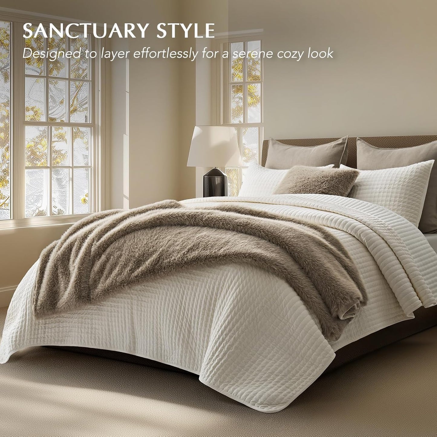 Luxury Faux Fur Throw Blanket, Soft Fluffy Faux Mink Blankets for Bed, Couch, Sofa, Thick Cozy Plush Warm Fur Throws with Reversible Velvet, Natural Mink, 50"x60"