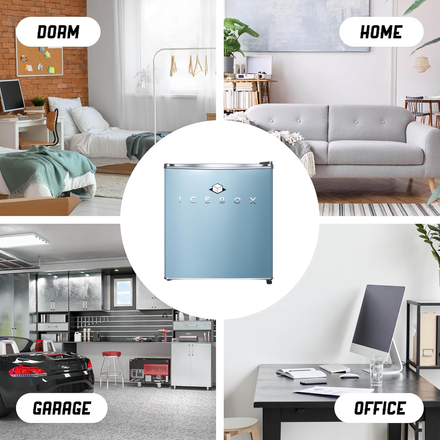 IBCR17SLT Compact, Energy Star Certified Small, Single Door Mini Fridge with Freezer Refrigerator, Standard (1.7 cu ft), Slate Blue