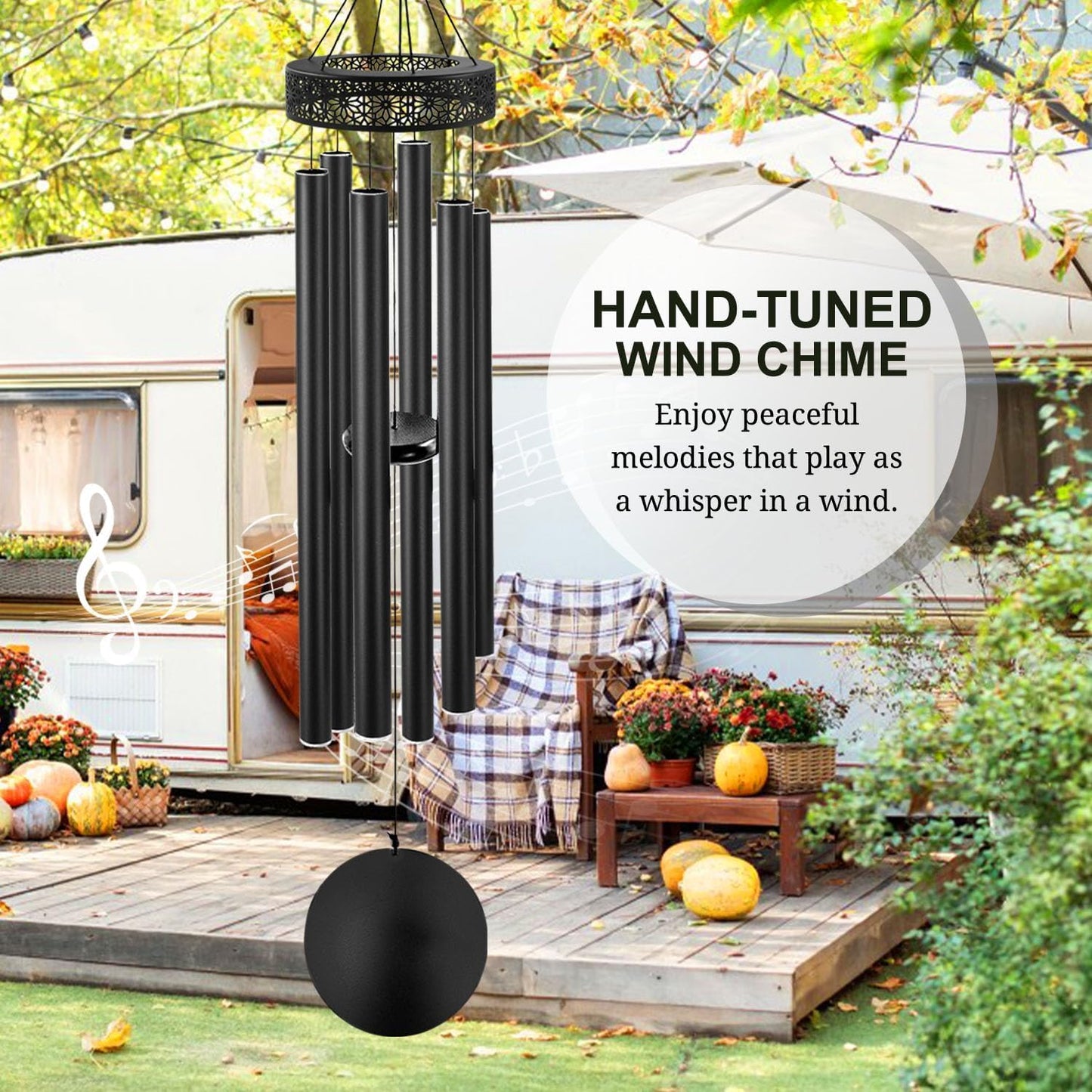 ASTARIN 48'' Wind Chimes for Outside Deep Tone - Large Windchimes with 6 Heavy Tubes, Outdoor Memorial Chimes Outdoor for Garden Hanging Décor,Sympathy Gifts，Black