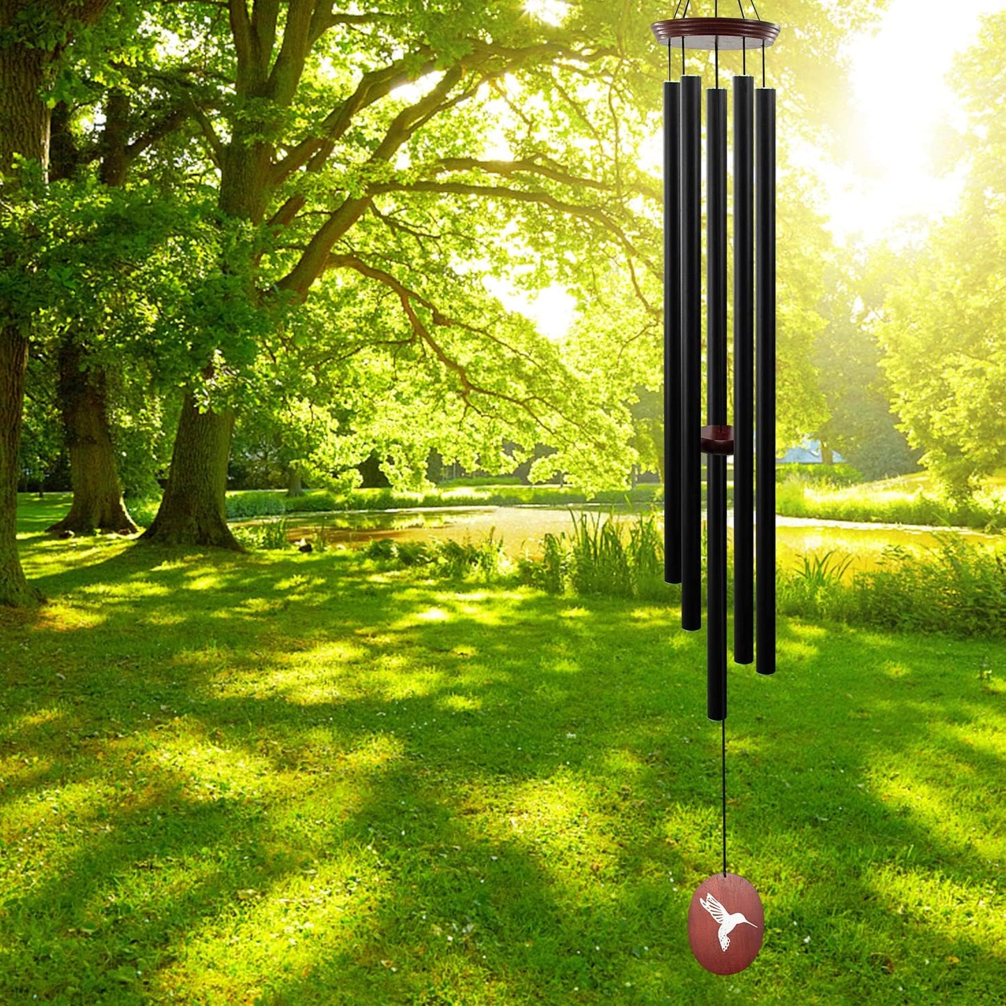 60" Wind Chimes Outdoor, WindChimes Large Wind Chimes for Outside Deep Tone with 5 Tuned Tubes and S Hook, Wind Chime Outdoor Decoration for Patio, Garden, Yard (Hummingbird)