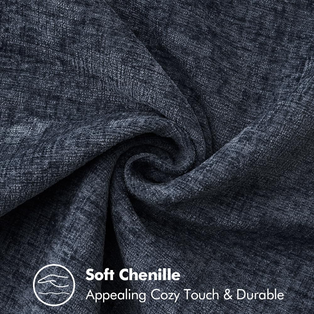 MIULEE Pack of 2 Couch Throw Pillow Covers 12x20 Inch Dark Blue Farmhouse Decorative Pillow Covers with Stitched Edge Soft Chenille Solid Dyed Spring Pillow Covers for Sofa Bed Living Room