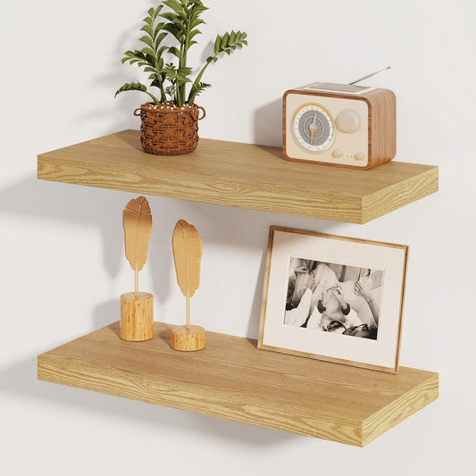 Floating Shelves for Wall, 8 Inch Deep Floating Shelves, 24"W x 8"D Wall Shelves Set of 2, Rustic Wood Floating Shelf for Home Decor, Deep Storage Shelves for Kitchen, Bedroom, Living Room