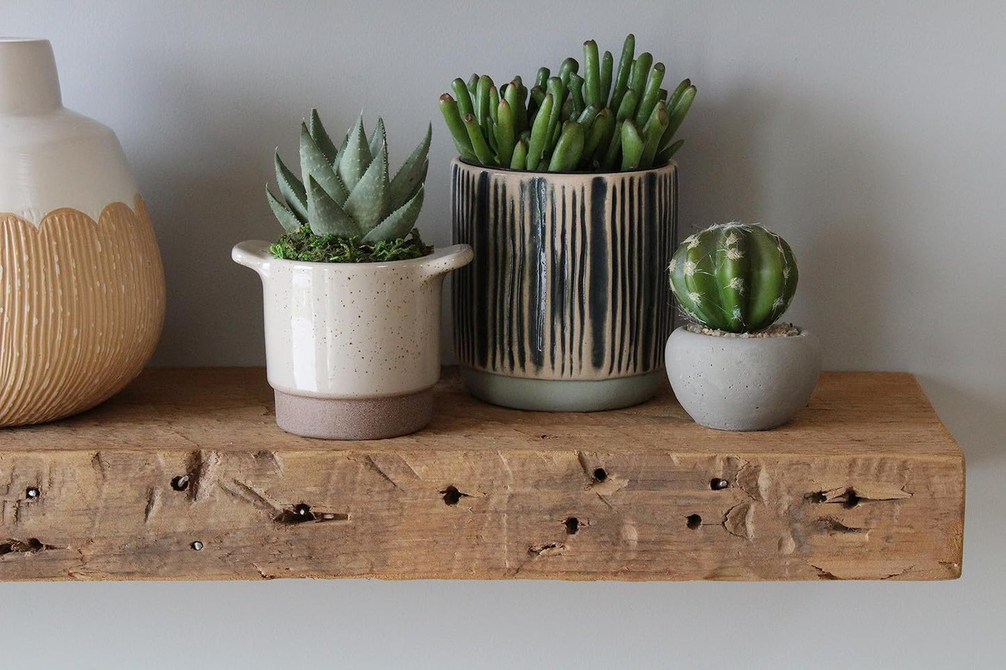 Urban Legacy Reclaimed Barnwood Planks | Floating Shelves for Wall w/Flush Mount Shelf Bracket Set Included | Set of 2 (Natural, 40"x7"x 2")