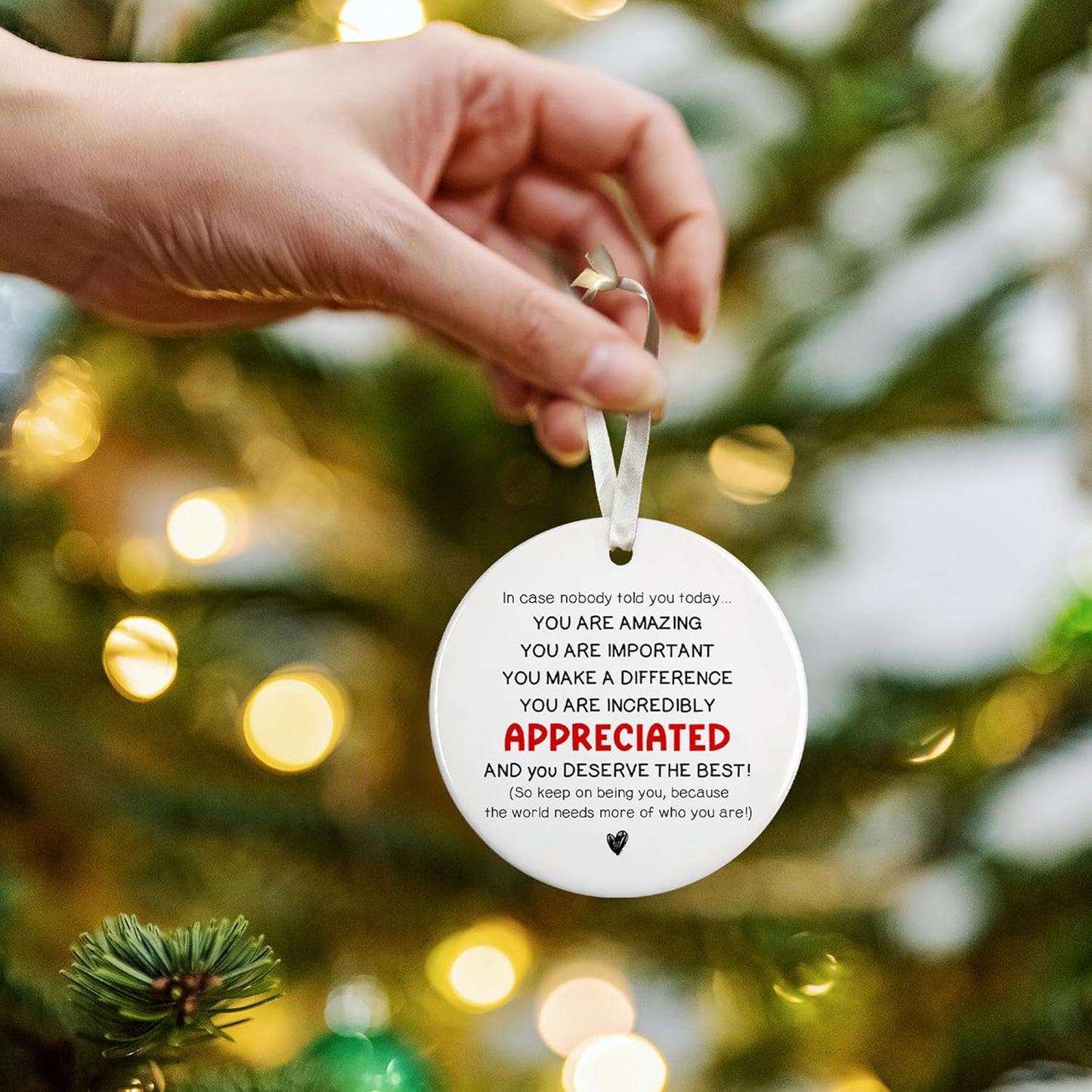 Inspirational Christmas Ornaments, Motivational Christmas Ornaments - Thank You Ornament for Tree - Inspirational Gifts for Women, Motivational Positive Gifts - Ceramic Ornament 2025