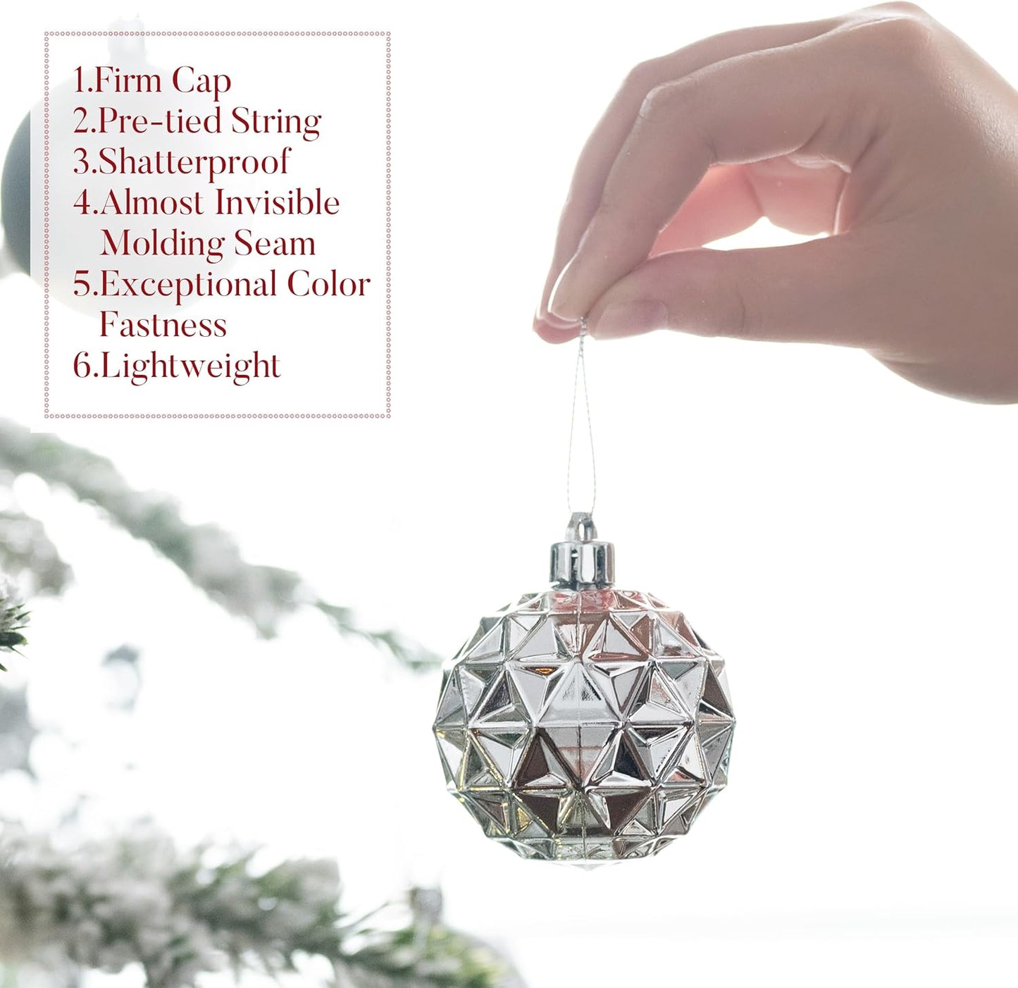 Valery Madelyn Christmas Tree Decorations Ornament Set for Fall Halloween, 50ct 2 Inches White and Silver Shatterproof Christmas Ball Ornaments Hanging Xmas Holiday Party Decor