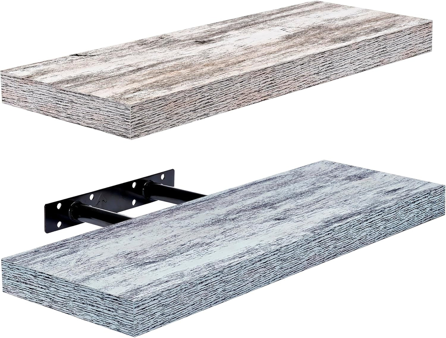 Sorbus Floating Shelves - 2 Pack 16 Inch Rustic & Blue Wall Shelves for Bedroom, Kitchen, Living Room, Bathroom Shelves, Home Decor, Office - Floating Shelf for Trophy, Books, Frames, Toilet Paper