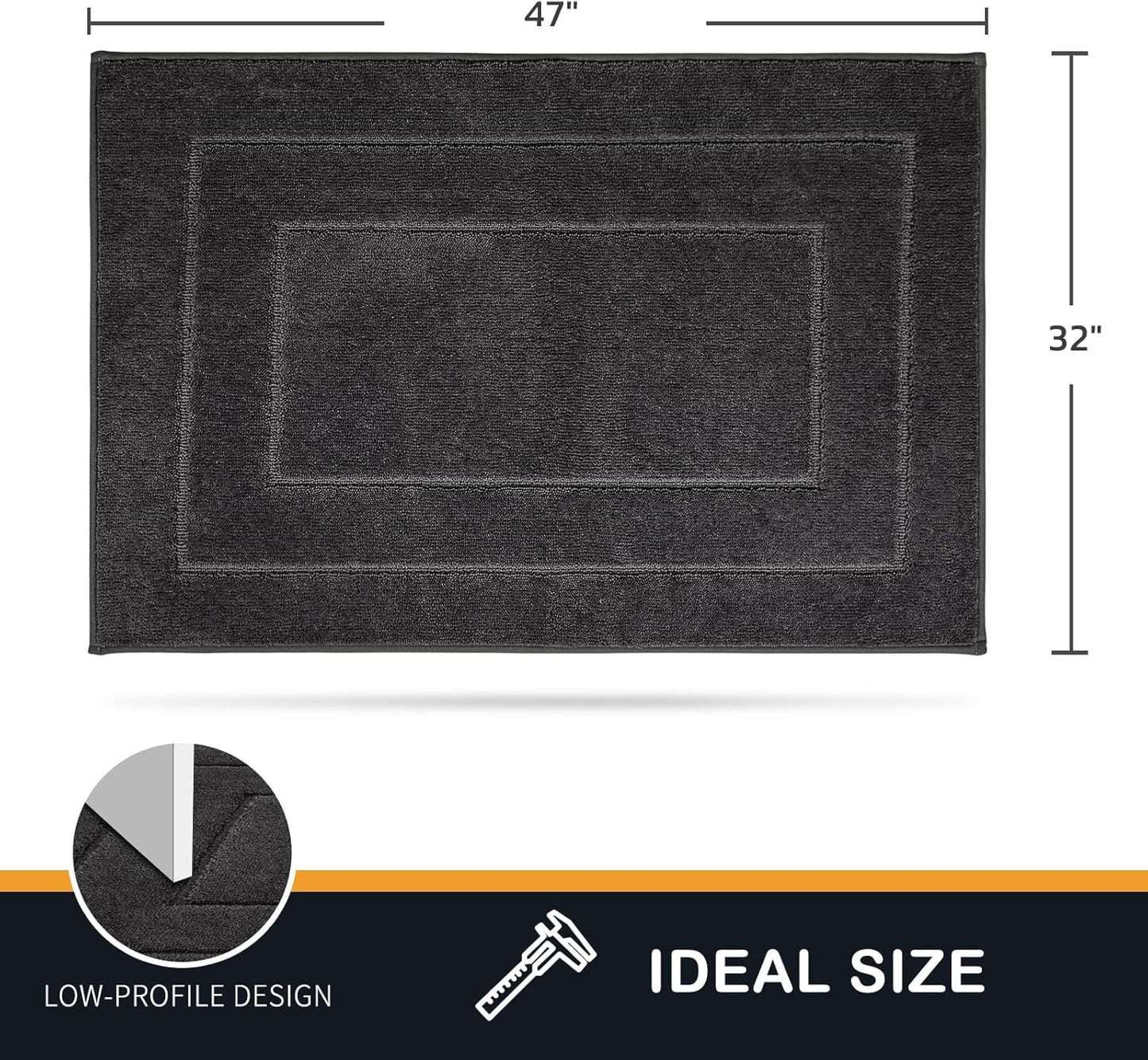 PURRUGS Dirt Trapping Door Mat 32" x 47", Non-Slip/Skid Machine Washable Entryway Rug, Dog Doormat, Super Absorbent Welcome Mat for Muddy Wet Shoes and Paws, Charcoal