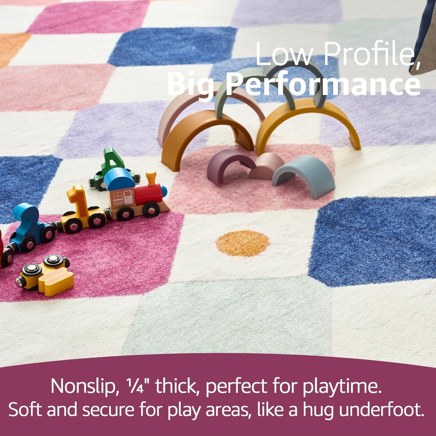 jinchan Kids Rug for Classroom 7ft Radius Corner Washable Area Rug Modern Colorful Quarter Circle Rug Soft Non-Slip Carpet for Nursery Playroom Daycare Reading Nook Living Room Berries on Cream