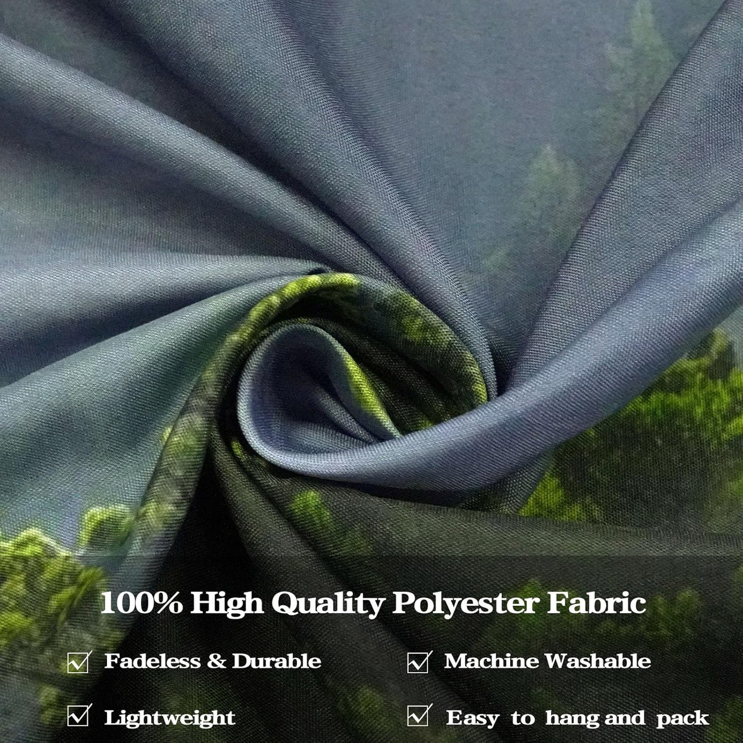 AMM Nature Forest Mountain Tapestry Green Misty Pine Tree Tapestry for Bedroom Aesthetic Foggy Woodlands Sky Landscape Tapestries Wall Hanging for Living Room Dorm 80 x 60 Inch