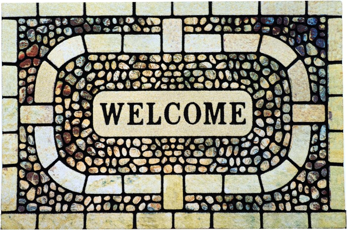 Door Mat Welcome Mat, Heavy Duty Door Mat 17.7 x 29.5 Inch Front Door Mat Rug Doormat for Outdoor Entrance Home Non-Slip Rubber Rug for Front Door, Outside, Entryway, Patio (Yellow Welcome)