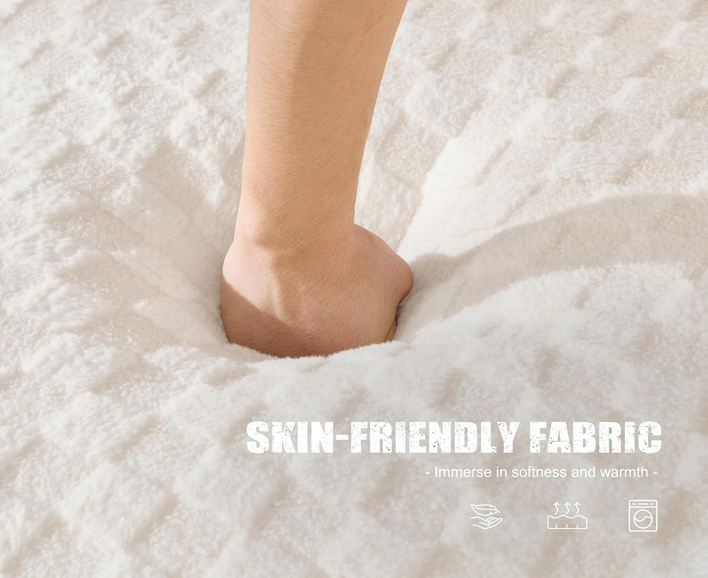 Modular Sectional Sofa 3-Seater Modular Couch with Deep Seat Memory Foam Cloud Chair with Pillows Oversized Sectional Sofa for Living Room Bedroom (Plush White, 3-Seater)