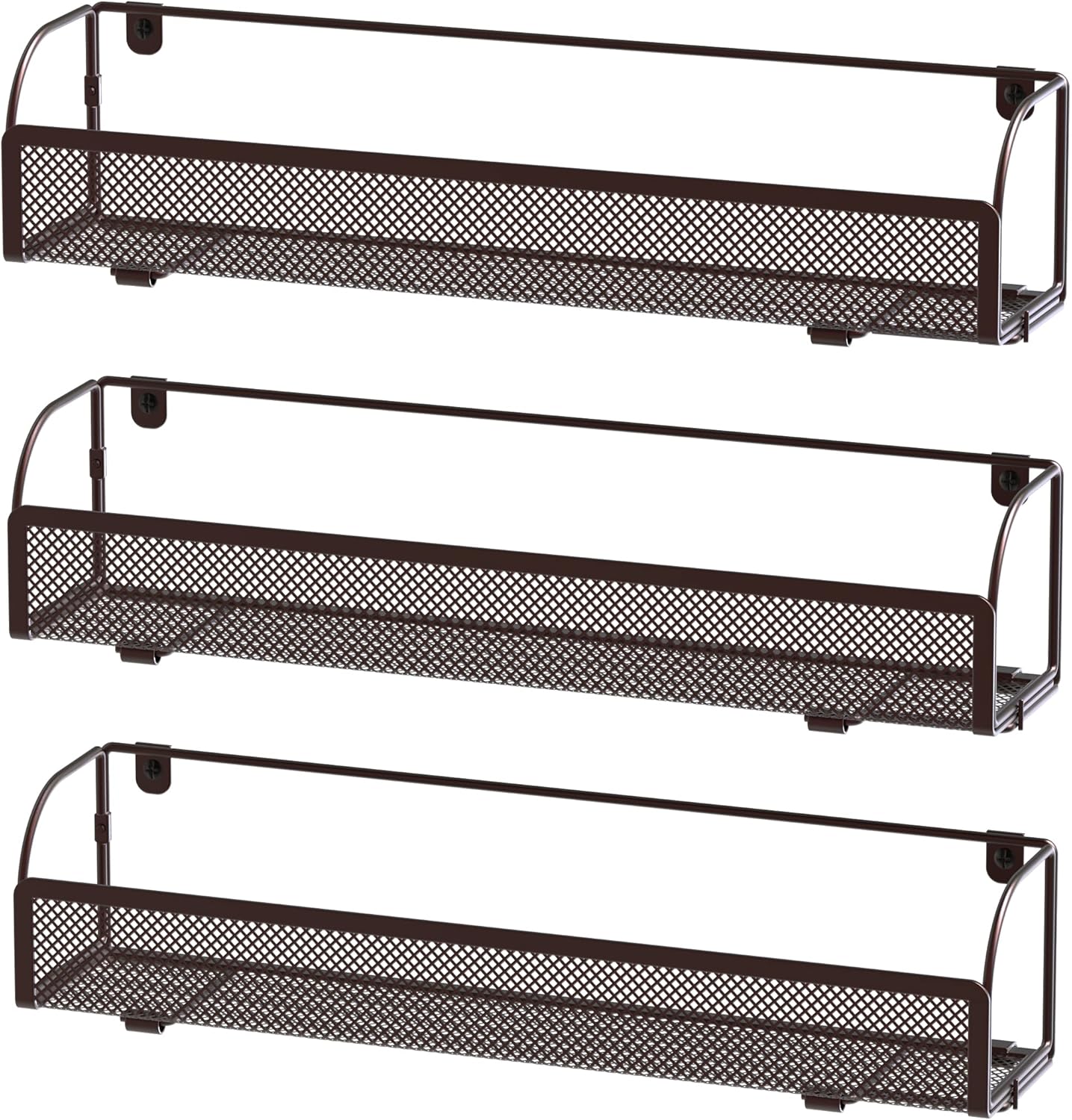 Simple Houseware Wall Mounted Spice Rack Shelves Organizer, Bronze, 3-Pack