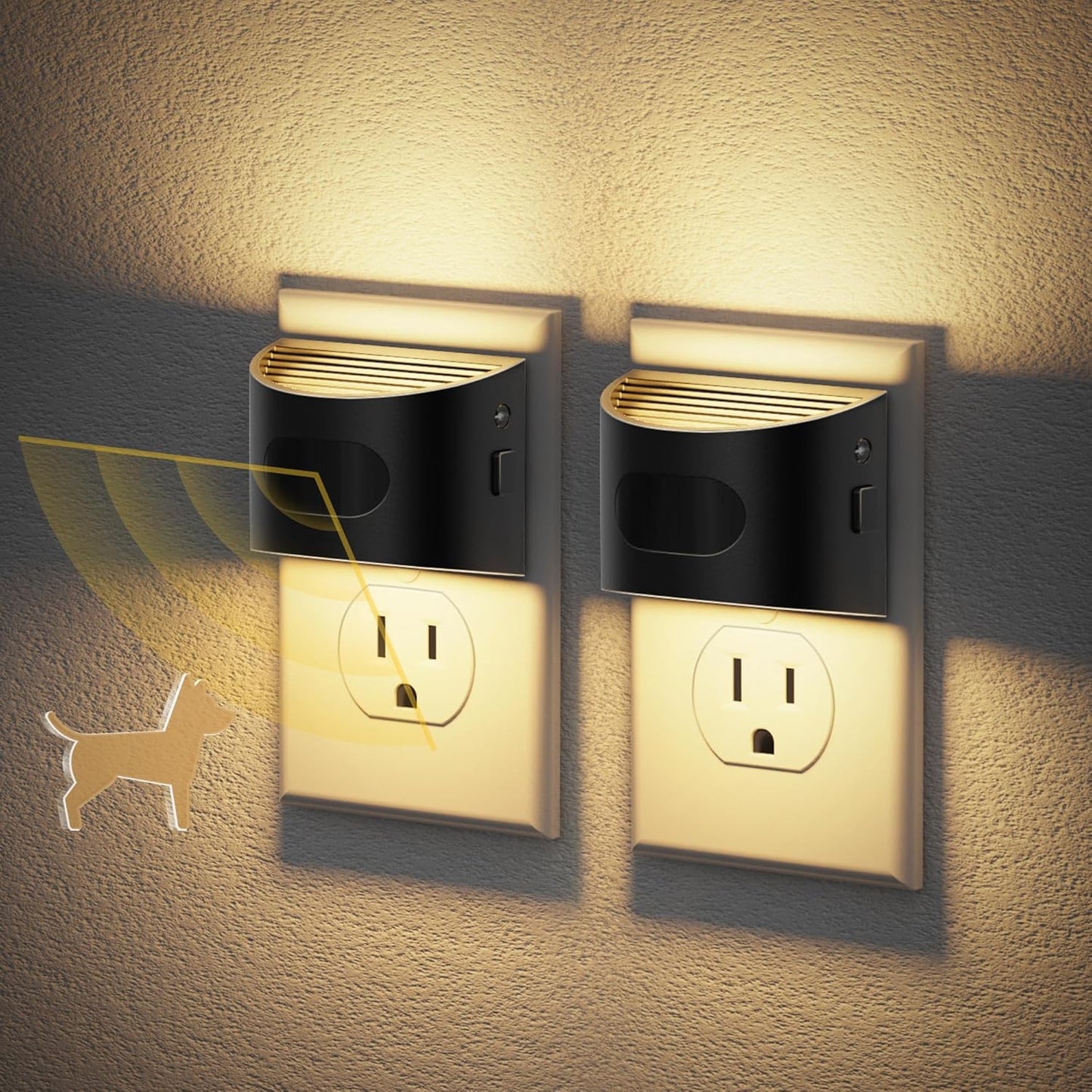 JandCase Motion Sensor Night Light, Night Lights Plug into Wall, Dusk to Dawn Sensor Nightlight with Motion Activated, 30/60/100lm Brightness Dimmable, 3000K Warm White, for Kids Bedroom Hallway