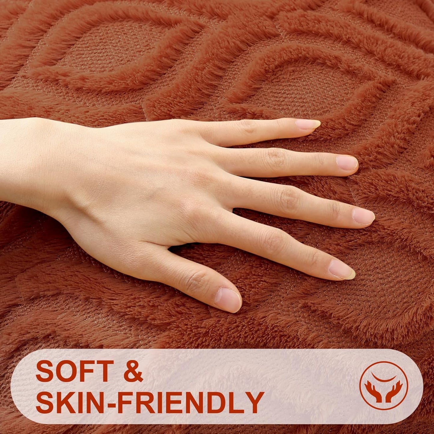 decorUhome Fall Throw Pillow Covers 16x16 Inch Set of 2, Soft Plush Decorative Faux Fur Rust Solid Couch Pillow Covers, Accent Farmhouse Neutral Square Euro Pillow Cases for Sofa Bed Living Room