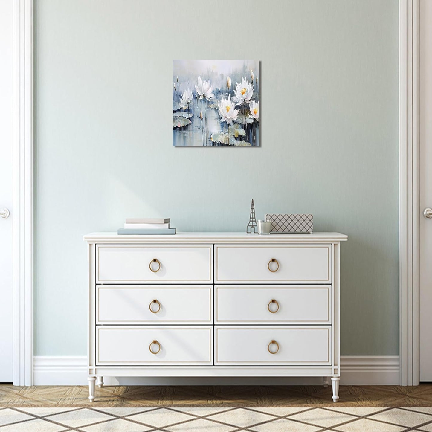 TAIJXAGSG Modern Canvas Wall Art Decor Prints Paintings Wall Decorations White Flowers Artwork for Bedroom Kitchen Office Decor 13"×13" bathroom decor wall