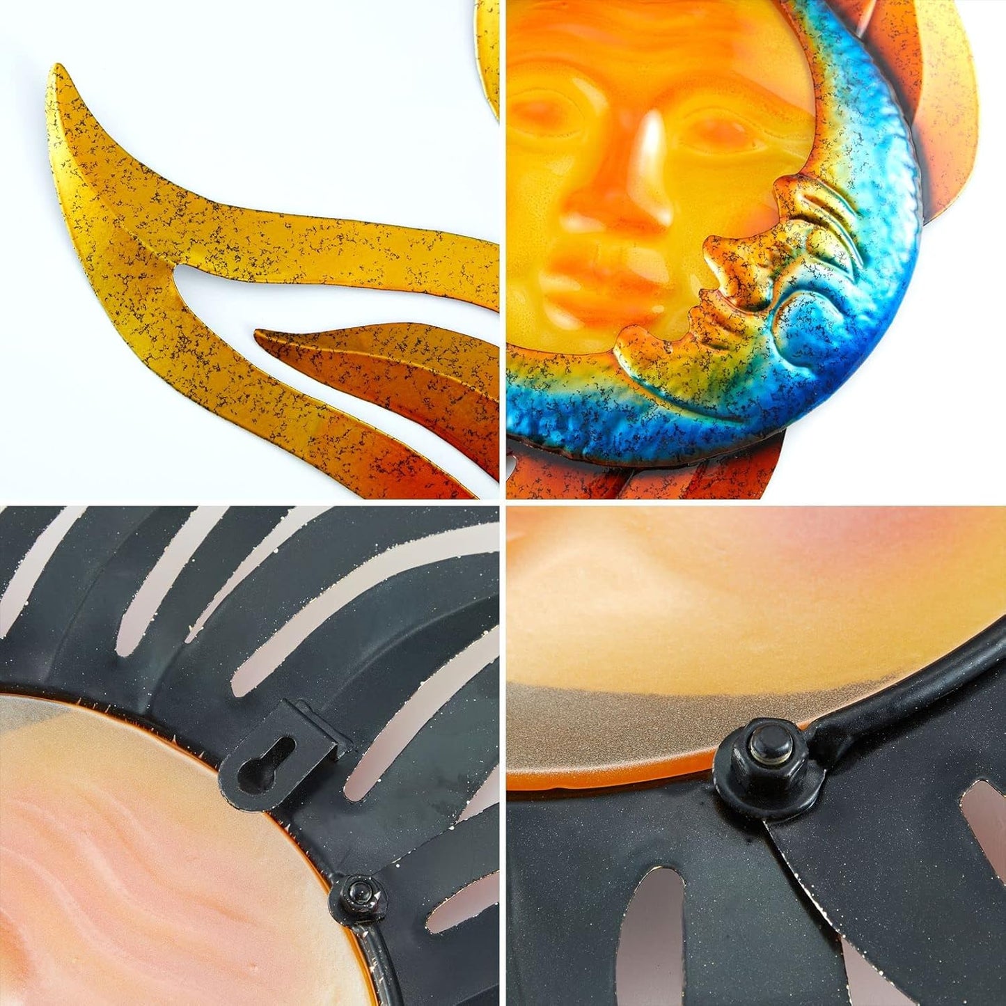 Metal Sun Wall Decor Outdoor Garden Fence Art Sun Moon Wall Art Hanging Lndoor Living Room Yard Home Wall Sculpture