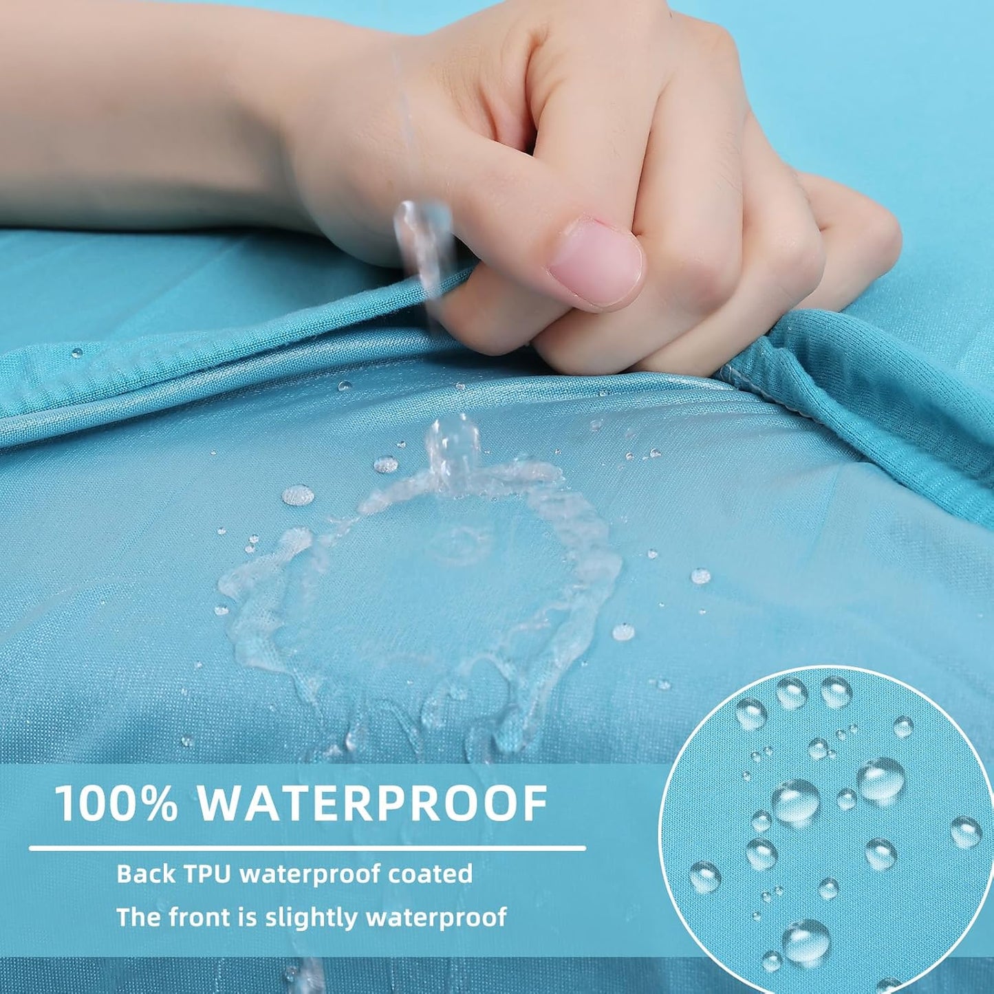 hyha Waterproof Couch Cushion Covers, Stretch Sofa Couch Seat Slipcover for Dog Washable, Non-Slip Waterproof Outdoor Cushion Covers for Patio Furniture Replacement (2 Pieces, Peacock Blue)