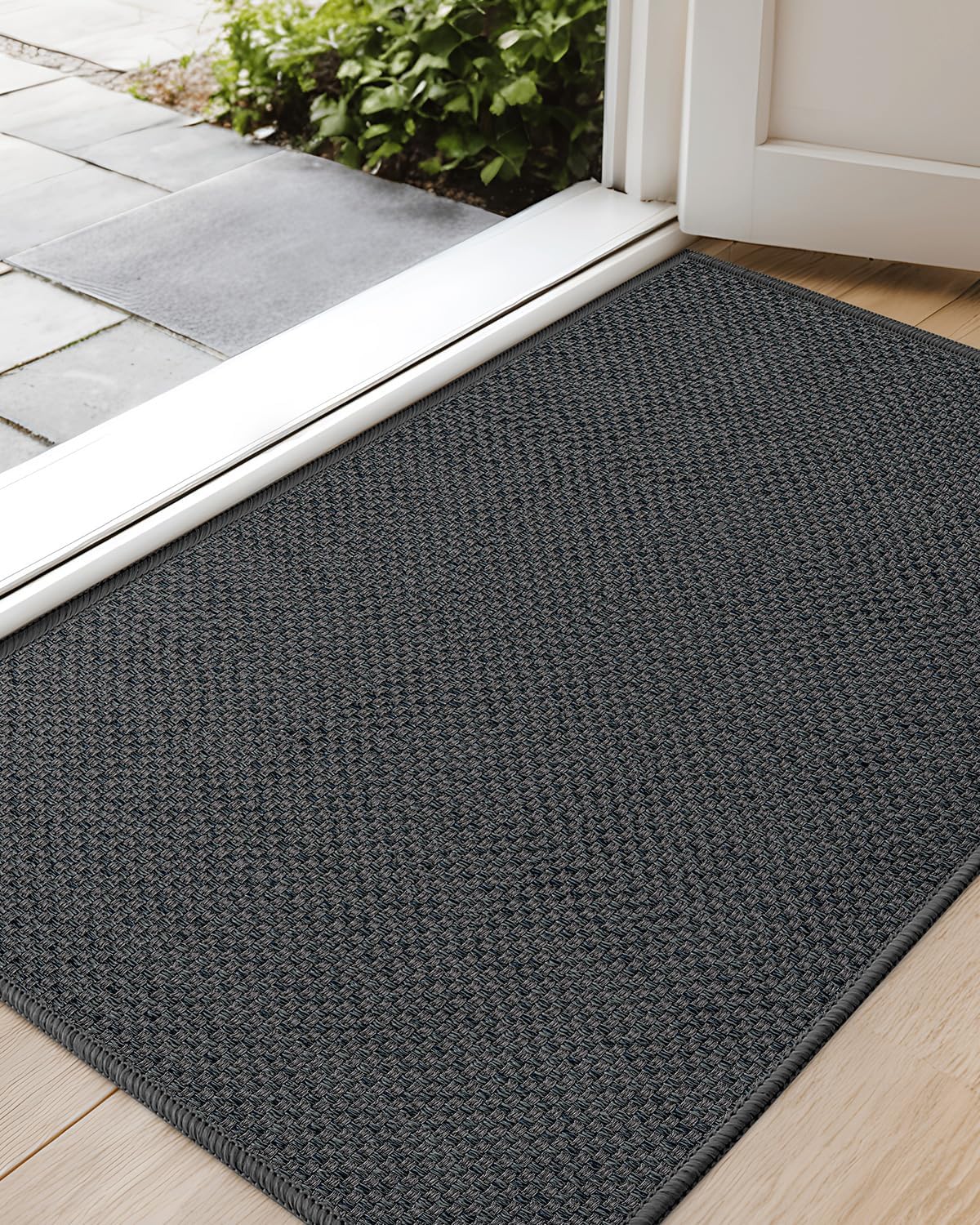 Color&Geometry Door Mat 24"x36", Front Door Mat Indoor Rugs for Entryway, Non Slip Washable Low-Profile Inside Doormat, Entry Mat Entry Rug Door Mats Indoor Entrance, Grey (Rolled-up NO Creases)