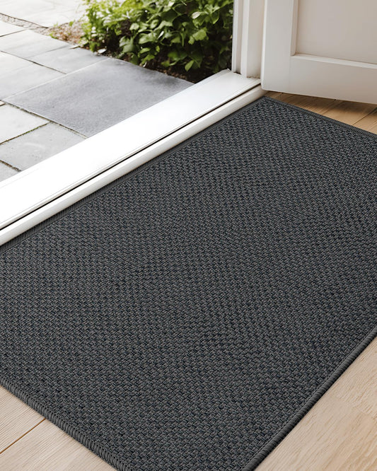 Color&Geometry Door Mat 24"x36", Front Door Mat Indoor Rugs for Entryway, Non Slip Washable Low-Profile Inside Doormat, Entry Mat Entry Rug Door Mats Indoor Entrance, Grey (Rolled-up NO Creases)