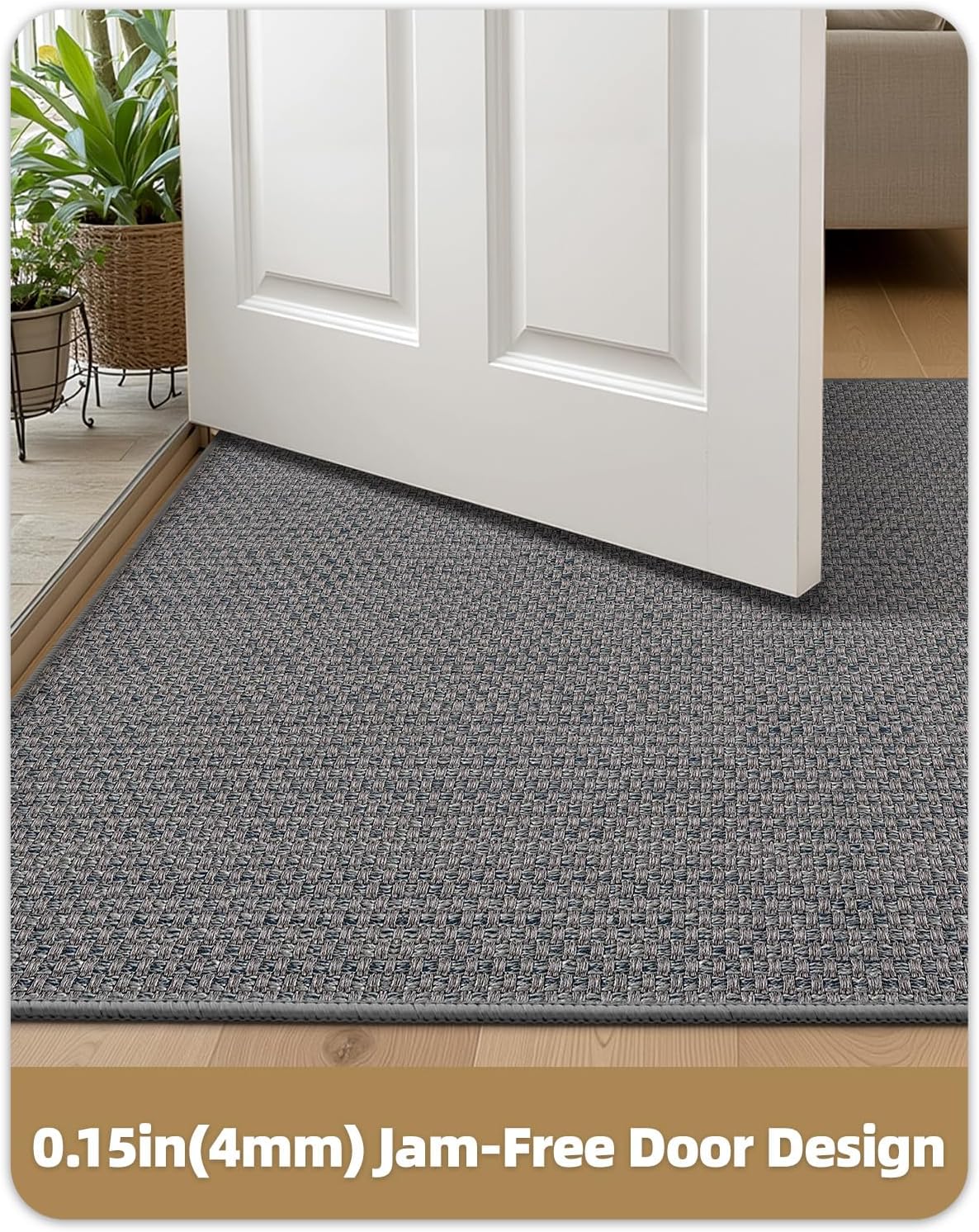 Color&Geometry Front Door Mat Indoor 27"x59", Rugs for Entryway, Non Slip Washable Low-Profile Inside, Entry Mat Entry Rug Door Mat Indoor Entrance, Light Grey (Rolled-up NO Creases)