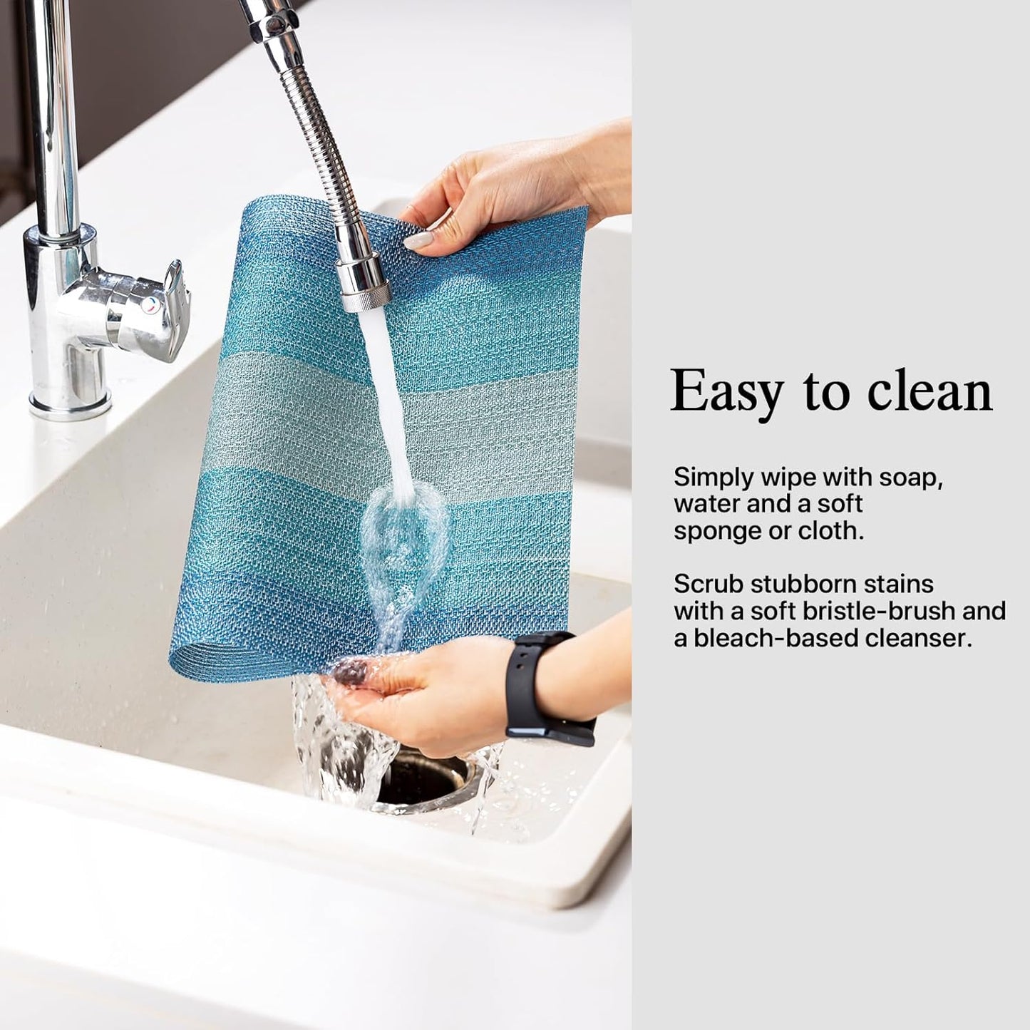 Placemats Set of 12 - Easy Clean Woven Vinyl Placemats for Dining Table, Indoor/Outdoor Place Mats, Washable PVC Table Mats（Ocean Geode）