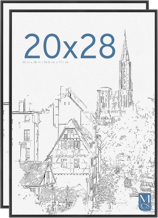 MCS Original Poster Frame 20x28 Black Lightweight Vertical & Horizontal Wall Hanging Large Picture Frame for Posters, Art Prints & Gallery Wall (2-Pack)